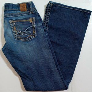 BKE Women's Star Flare Stretch Jeans Actual 28 x 31.5 Embroidered Distressed